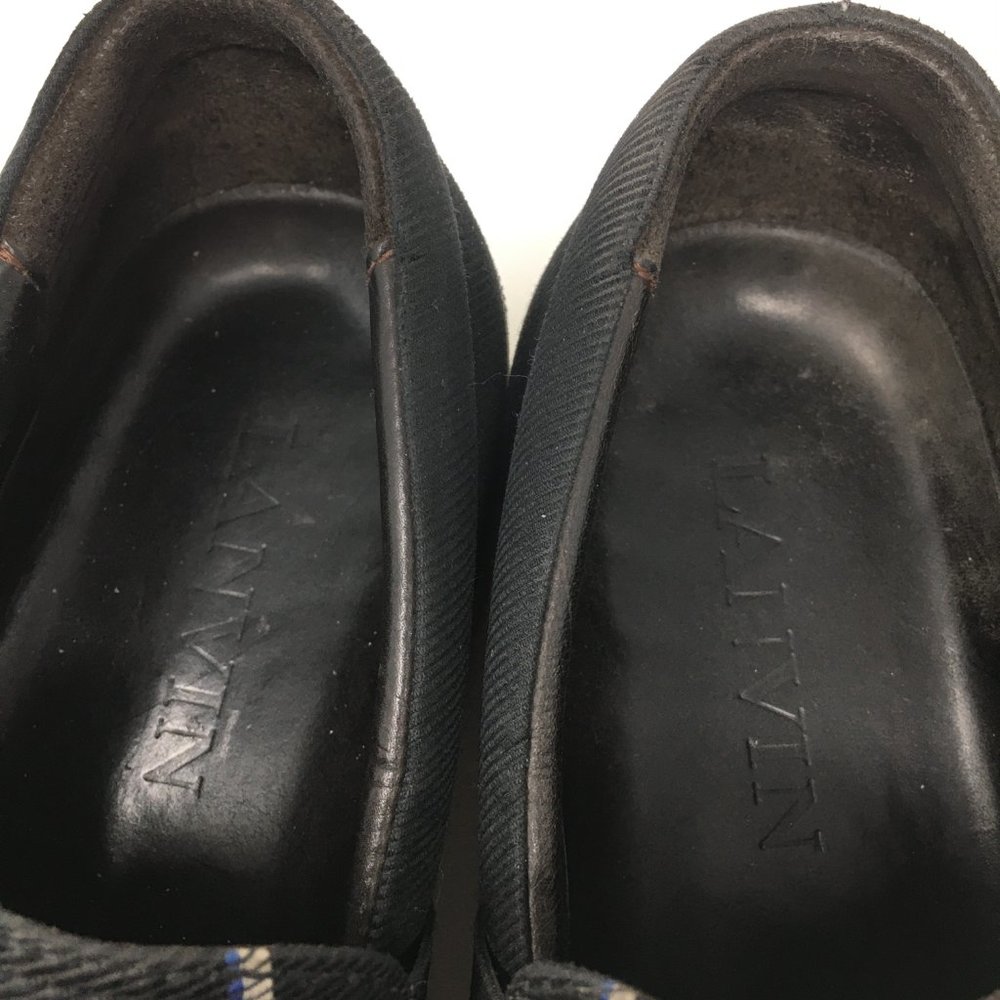 LANVIN Mens 8 Authentic Canvas Slip On Black and White Stripe Leather Interior - Picture 6 of 10